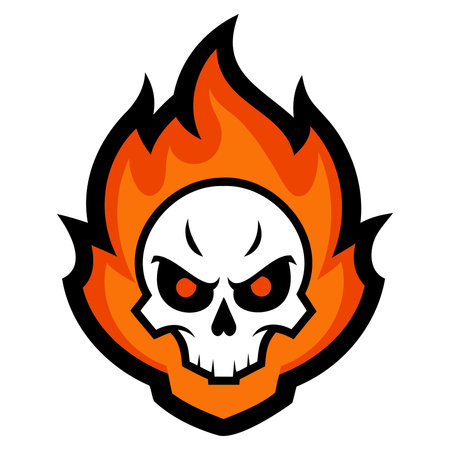 Skull on fire icon. Vector illustration isolated on white background.のイラスト素材