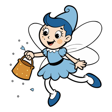 Fairy with a watering can. Vector illustration of a fairy.のイラスト素材
