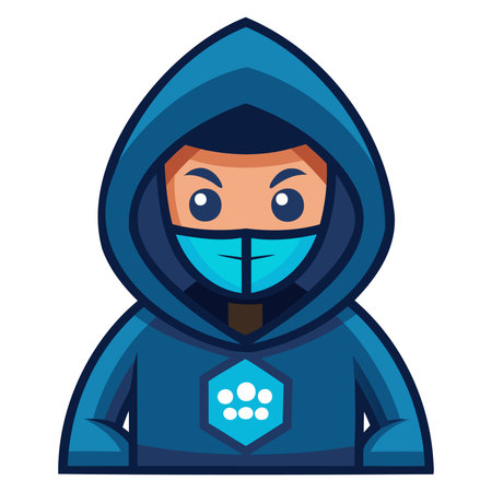 Hooded boy in blue hoodie and mask. Vector illustrationのイラスト素材