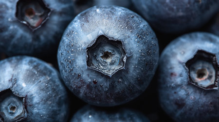 Blueberries close-up. Background of fresh ripe blueberries.の素材