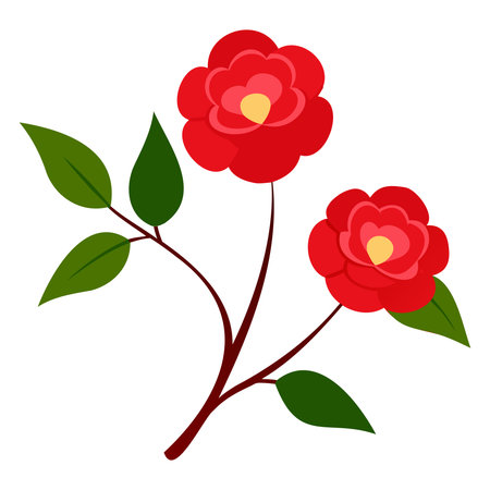 Camellia flower isolated on white background. Vector illustration.のイラスト素材