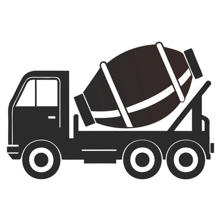 Concrete mixer truck icon isolated on white background. Flat design. Vector Illustrationのイラスト素材