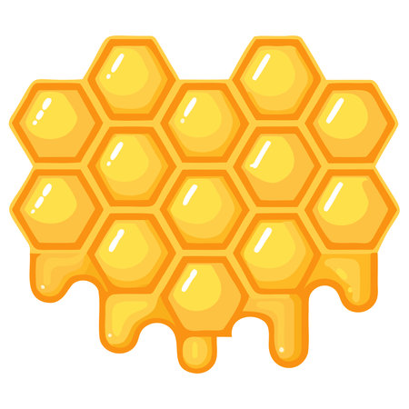 Honeycomb with honey isolated on white background. Vector illustration.のイラスト素材