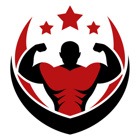 Bodybuilder in a star shape. Vector illustration on white background.のイラスト素材
