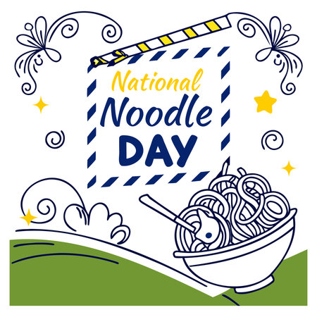 National Noodle Day. Vector illustration with hand drawn doodle style.のイラスト素材