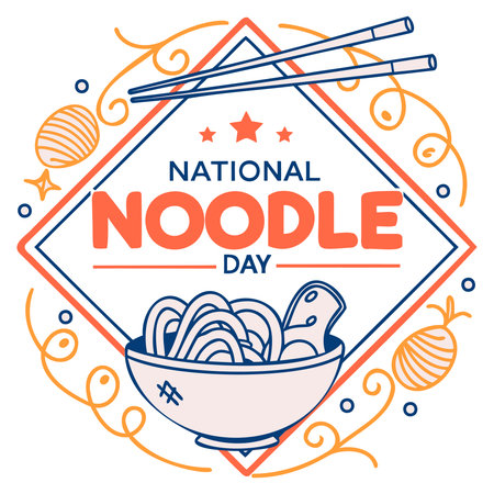 National Noodle Day Vector Template Design Illustration. Suitable for greeting card, poster and bannerのイラスト素材
