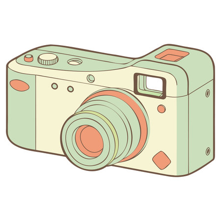 Retro photo camera on a white background. Vector illustration in cartoon style.のイラスト素材