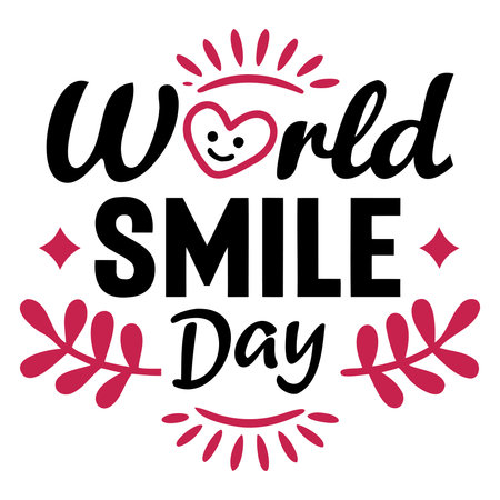 World Smile Day lettering typography poster. Calligraphy vector illustrationのイラスト素材