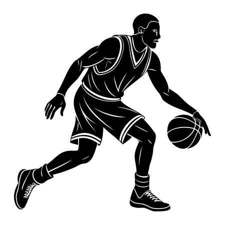 Basketball player with ball isolated on white background. Vector illustration.のイラスト素材