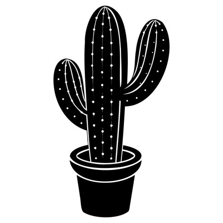 cactus plant in pot isolated icon vector illustration design  black and whiteのイラスト素材