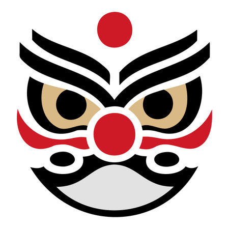 Chinese mask with red nose isolated on white background. Vector illustration.のイラスト素材