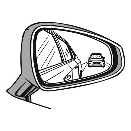 car on the road in the side view mirror. vector illustration.のイラスト素材