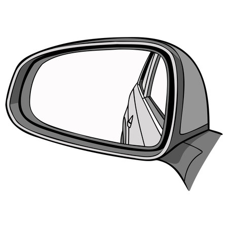 Car side mirror. Vector illustration of a car rearview mirror.のイラスト素材