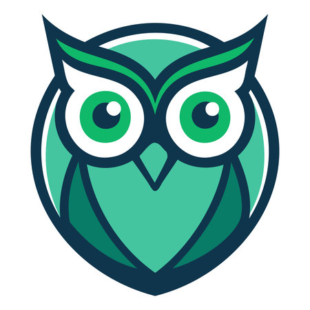 Owl head flat icon on white background for web design and mobile appのイラスト素材