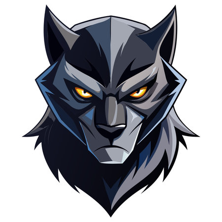 Black wolf head vector illustration isolated on white background. Vector illustration.