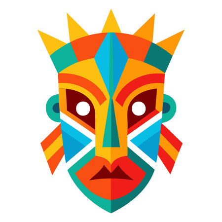 Tribal mask in flat style. Tribal mask vector illustration.のイラスト素材
