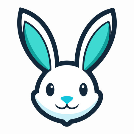 Cute cartoon bunny face. Vector illustration of a rabbit head.のイラスト素材