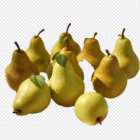 Fresh ripe yellow pears isolated on transparent background with clipping path.の写真素材