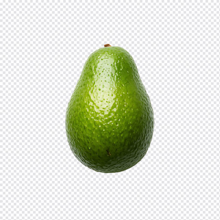 Avocado isolated on transparent background. Realistic avocado with clipping path.