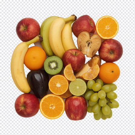 Fruits and vegetables isolated on a white background with clipping path.の写真素材