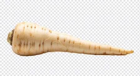 Parsnip root isolated on transparent background, top view.の写真素材