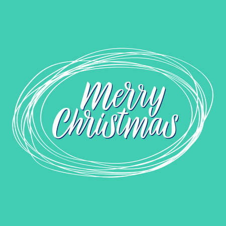 Merry Christmas lettering, original vector text. Holidays, winter and celebration concept. Design for banner, backdrops, posters, t-shirts, sweatshirt, greeting cards.のイラスト素材