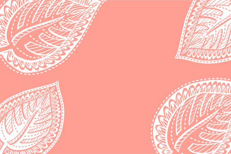 Background with floral elements. Graphic ornament. Vector repeating texture with stylized leaves.のイラスト素材