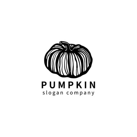 Logo with decoral pumpkin. Abstract floral emblem, design concept, logotype element for template.のイラスト素材