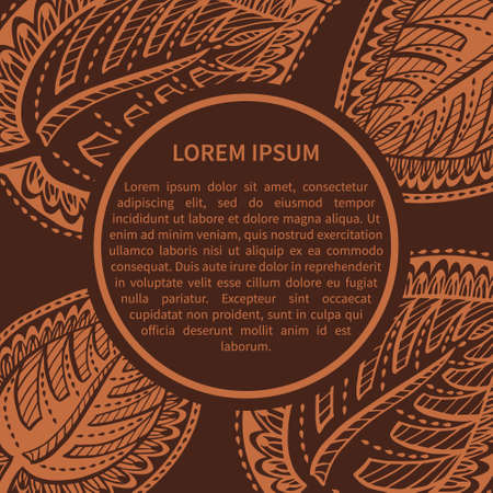 Botanic template with floral elements. Graphic ornament with stylized leaves. Original packing food design.のイラスト素材