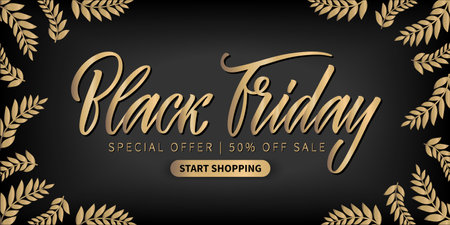 Lettering of big sale Black Friday. Vector typography design, quotation for banner, backdrops, posters. Hand drawn vector calligraphy.のイラスト素材