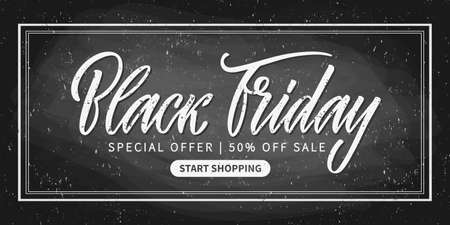 Lettering of big sale Black Friday. Vector typography design, quotation for banner, backdrops, posters. Hand drawn vector calligraphy.のイラスト素材