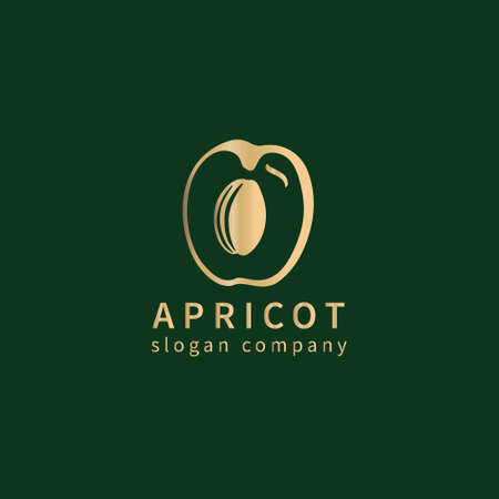 Logo with decoral gold apricot. Abstract emblem, design concept, logotype element for template.のイラスト素材