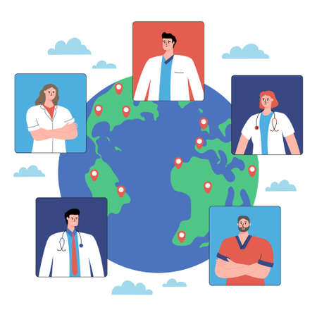 Happy New Year 2022. Planet Earth on blue color background. Graphic illustration for wallpapers, postcards, diarys cover, posters, flyers, banner templates.のイラスト素材