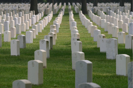 Dozens of unmarked military tombs