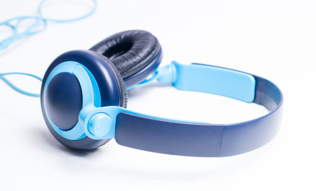 Blue headphones isolated on a white background