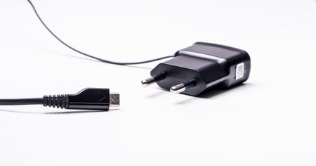 Mobile phone charger isolated on white background