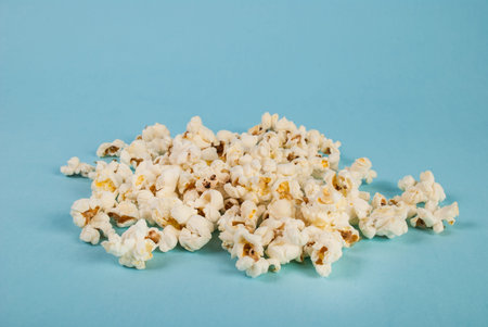 Popcorn on blue background