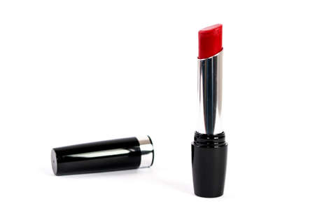 Red lipstick isolated on white backgroundの写真素材