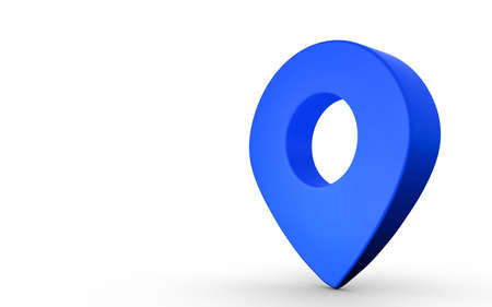 Map pointer sign in blue color isolated on white background. 3D Renderingの写真素材