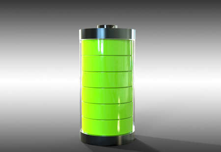 Battery with green core. Ecology and green energy concept. 3d illustrationの写真素材