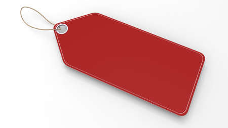 Red blank sale and price tag on white background. 3D illustrationの写真素材