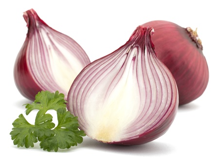 Red onion and isolated on white backgroundの写真素材