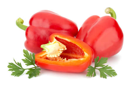 Red pepper isolated on white background closeupの写真素材
