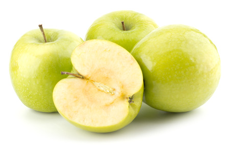 Green Apple isolated on white backgroundの写真素材