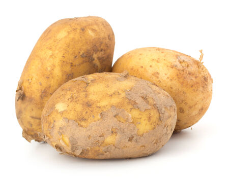 Potatoes isolated on white backgroundの写真素材