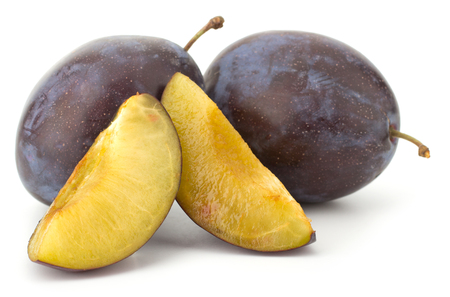 Plums isolated on white backgroundの写真素材