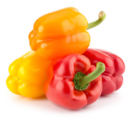 Fresh sweet colorful pepper isolated on white background closeupの写真素材
