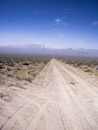 Dirt road off Extraterrestial Highway Nevada USAの写真素材