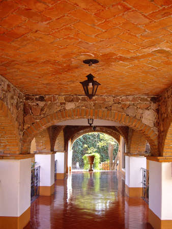 Spanish style passageway in Mexicoの写真素材