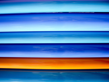 Lines of blue colors with yellowの写真素材